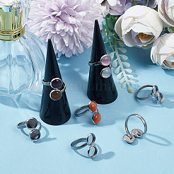 16 шт. фурнитура для открытого манжетного кольца из нержавеющей стали 201&nbsp;RJEW-BBC0001-15