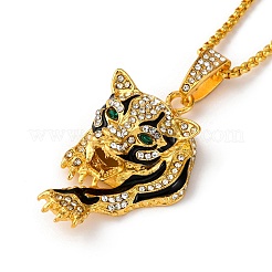 Ожерелья с подвеской из леопардового сплава со стразами и черной эмалью для мужчин&nbsp;FS-WG82C69-01