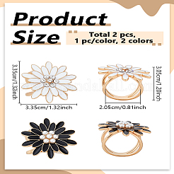 2 шт. 2-цветное кольцо-пряжка для шарфа из эмали золотого сплава с цветком&nbsp;AJEW-LP0010-57