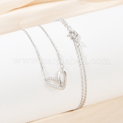 925 ожерелье из стерлингового серебра с прозрачным кубическим цирконием и микропаве&nbsp;NJEW-D317-01P