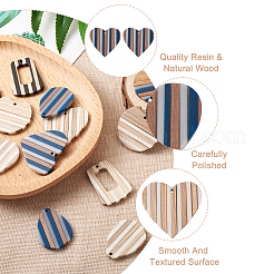 16шт 8 стильные подвески из смолы и дерева&nbsp;RESI-BT0001-20