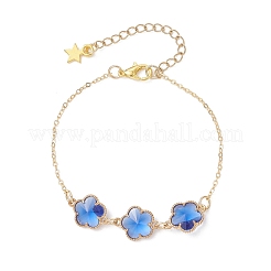 Браслеты из звеньев из стеклянных бусин в форме цветов из сплава&nbsp;BJEW-JB13259