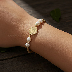 Браслеты из искусственного жемчуга и латуни с бусинами в виде Святого Бенедикта&nbsp;KP6024