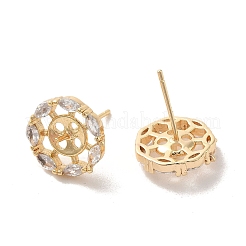 Серьги-пусеты из золотой латуни с микропаве и фианитами&nbsp;LS-KK-P253-05A-G