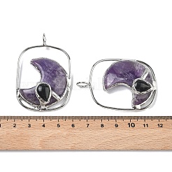 Крупные подвески из натурального аметиста и обсидиана.&nbsp;G-Z142-01P-B02