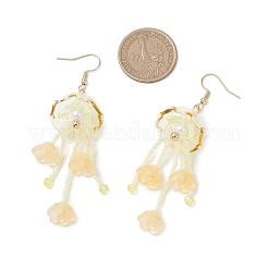 Серьги-подвески из акрила и стеклянных бусин в виде медуз&nbsp;EJEW-MZ00665-01