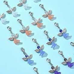 16 шт. 4-х цветные стеклянные акриловые подвески в виде ангела&nbsp;HJEW-FS00015