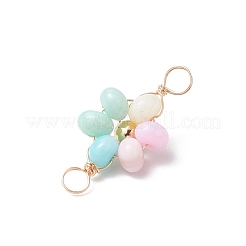 Подвески-коннекторы в виде цветка радуги из окрашенной натуральной пресноводной ракушки с медной проволокой&nbsp;PALLOY-JF03768-02