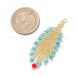 Большие подвески из стеклянных бусин в форме перьев&nbsp;PALLOY-MZ00949-02