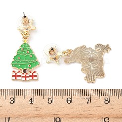 Рождественские серьги-гвоздики с эмалевым сплавом&nbsp;LS-EJEW-F399-04A-G