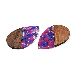 Большие подвески из прозрачной смолы и орехового дерева&nbsp;RESI-T058-05G