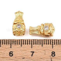 Латунные микро-паве кубические цирконии бусины гуру с 3 отверстием&nbsp;KK-H533-06G