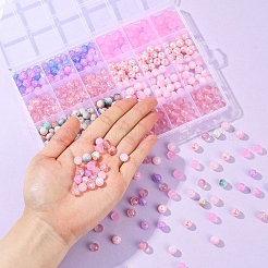 Наборы для изготовления браслетов из круглых стеклянных бусин своими руками&nbsp;DIY-YW0011-79