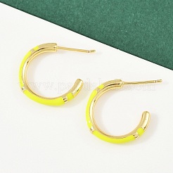 С-образные серьги-гвоздики из латуни с эмалью&nbsp;EJEW-S277-11G