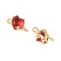 Подвески-сердечки с кубическим цирконием из латуни&nbsp;KK-P347-02G-03