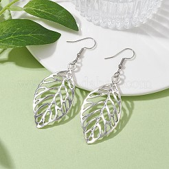 Серьги-подвески из сплава в форме листа со штифтами из нержавеющей стали 304&nbsp;EJEW-JE05510-01