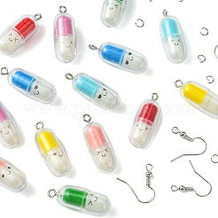 Наборы для изготовления полупрозрачных пластиковых капсул для таблеток и латунных висячих сережек своими руками&nbsp;DIY-FS0007-13