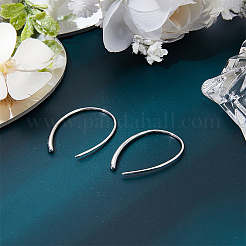 1 пара простых овальных серег-подвесок из стерлингового серебра с родиевым покрытием для женщин&nbsp;EJEW-BBC0001-36