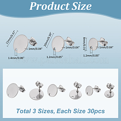 90 шт. 3 шт. фурнитура для сережек-гвоздиков из нержавеющей стали 304&nbsp;STAS-ME0001-41