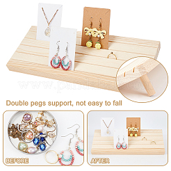 5-слотовая деревянная подставка для серег с наклоном назад&nbsp;EDIS-WH0021-36C