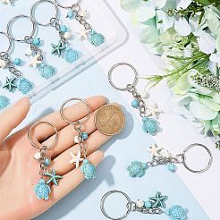 20 брелок с подвеской в виде черепахи с морской звездой из искусственной бирюзы&nbsp;KEYC-CP0001-47A