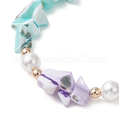 Браслеты из бисера и крошки окрашенных натуральных ракушек трохид/трохус для женщин&nbsp;BJEW-JB13130-02