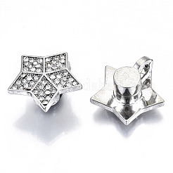 Магнитные застежки из латуни с микропейвом и прозрачным кубическим цирконием&nbsp;KK-N232-140P-NF