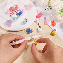 Украшения с подвесками из смолы в форме утки&nbsp;HJEW-CA00004