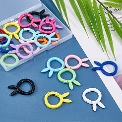 24 шт. 12-цветные запорные пружинные кольца из сплава с покрытием из краски для выпечки&nbsp;FIND-HY0002-41