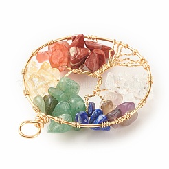 Большие подвески из медной проволоки из натурального камня&nbsp;PALLOY-JF01434-02