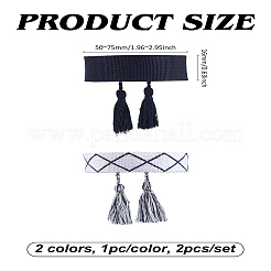 2шт 2-х цветные плетеные браслеты из хлопкового шнура ручной работы для женщин&nbsp;BJEW-LP0002-38
