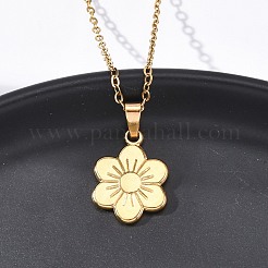 Ожерелья с подвесками-цветами из нержавеющей стали 304&nbsp;NJEW-H059-30D-G