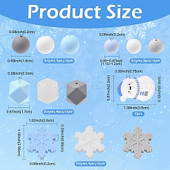 53 шт. круглые и снежинкообразные бусины из пищевого экологически чистого силикона&nbsp;SIL-YW0001-98
