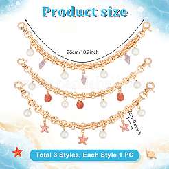 3 шт. 3 стиля эмалированный сплав с АБС-пластиком имитация жемчуга подвеска железная цепочка сумка декоративные цепи&nbsp;HJEW-PH02229