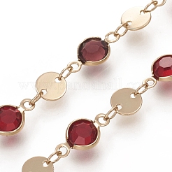 Плоские круглые цепочки из бисера ручной работы&nbsp;CHC-G008-04LG-02