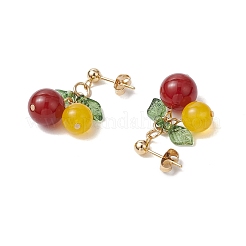 Вишневые натуральные смешанные камни серьги-гвоздики&nbsp;EJEW-TA00627