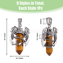 9 шт. 9 стиля подвески с заостренными драгоценными камнями&nbsp;G-DC0001-33