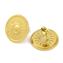 Ионное покрытие (ip) нержавеющая сталь 304 плоские круглые серьги-гвоздики в форме солнца&nbsp;EJEW-D281-24G