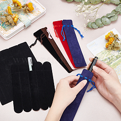 40шт. прямоугольный и овальный бархатный мешочек для ручек на шнурке&nbsp;AJEW-PH0003-26