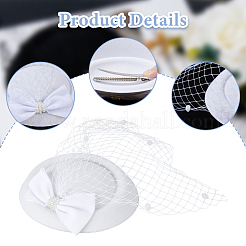 Шляпа-таблетка с бантом из шерсти и фетра с железными заколками для волос из кожи аллигатора&nbsp;LS-MRMJ-WH0077-113A