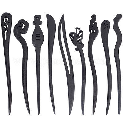 18 шт. 9 стиля винтажных деревянных палочек для волос «шима»&nbsp;OHAR-GF0001-44-1