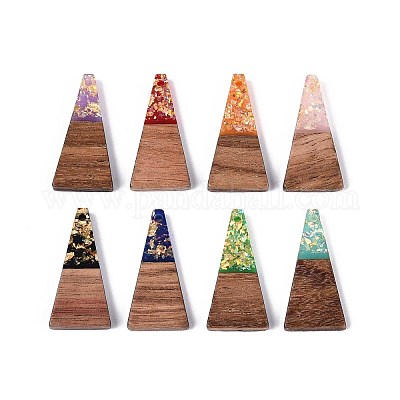 Подвески из непрозрачной смолы и орехового дерева RESI-T060-01M-1