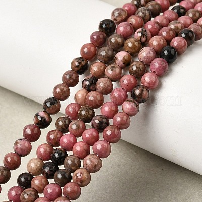 Природные родонит бисер нитей&nbsp;G-G717-4mm-1