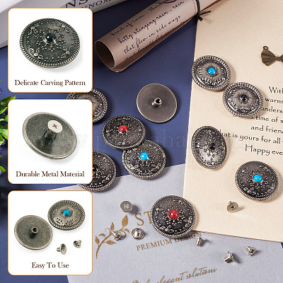 12 комплект 6 стильных плоских круглых заклепок для монет из сплава&nbsp;FIND-TA0004-02-1