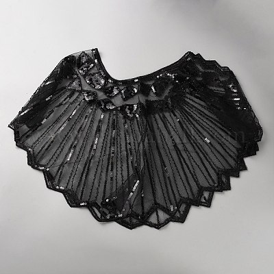 Съемная шаль из полиэстера с пайетками&nbsp;AJEW-WH20072-14-1