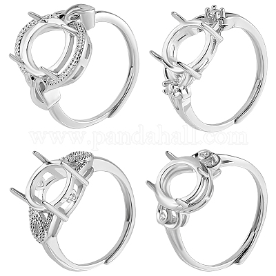 4 шт. 4 стиля регулируемых латунных колец&nbsp;KK-SC0006-99-1