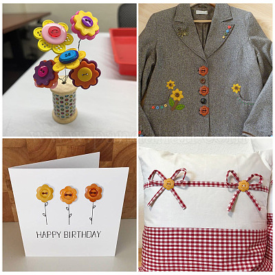 90 шт. 6-х цветные деревянные пуговицы-цветы с 2 отверстиями&nbsp;BUTT-TA0001-40D-1