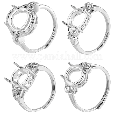 4 шт. 4 стиля регулируемых латунных колец&nbsp;KK-SC0006-99-1