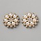 Alloy Rhinestones Cabochons, with Plastic Imitation Pearls, Flower, Golden, 28x6.5mm