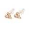 Brass Clear Cubic Zirconia Stud Earring Findings, with Loop & 925 Sterling Silver Pins, Golden, Heart, 7.5x7.5mm, Hole: 0.8mm, Pin: 0.7mm